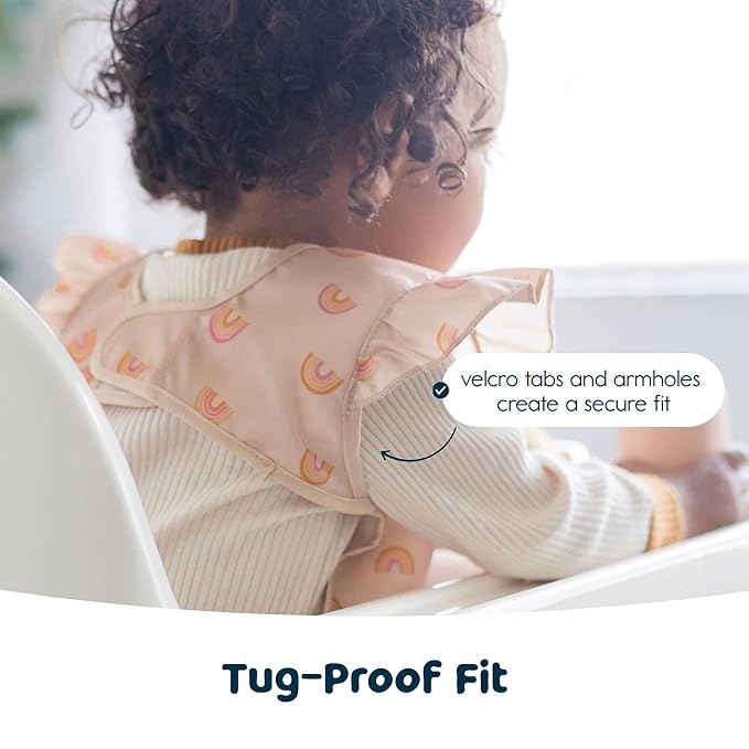 Tiny Twinkle Mess Proof Baby Bib - Waterproof & Lightweight Baby-Led Weaning Apron | 100% Recycled Polyester, Easy Clean & Machine Washable (Boho Rainbow, Small 6-24 Months)-BubblyBeeBaby