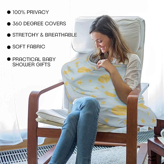 Stretchy Baby Car Seat Covers for Newborns, Infant Car Canopy Extra Soft and Stretchy Nursing Covers for Moms (Shinning Night)-BubblyBeeBaby