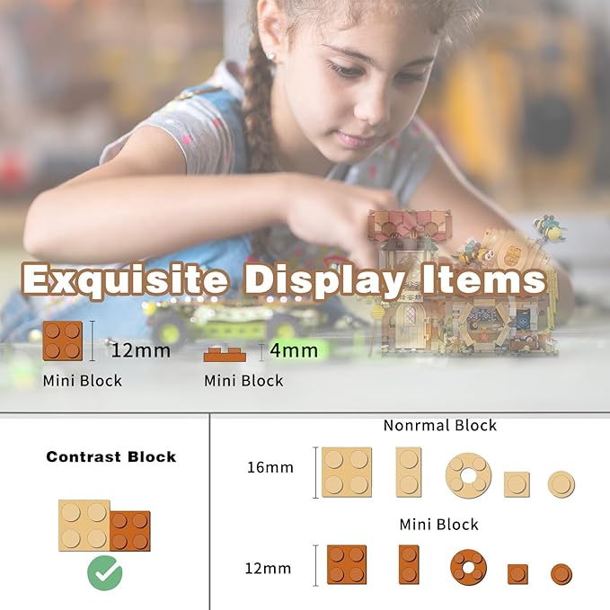 Honey Bee Workshop Mini Building Set, Creative DIY Simulation Building Toys, 1242PCS Mini Building Honey Bee Workshop Set Boys Girls 6+-BubblyBeeBaby