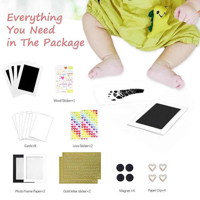 Inkless Baby Hand and Footprint Kit,Clean Touch Ink Pad for Baby Footprint Kit,No Mess Dog Paw Print Kit,DIY Footprint Ink for Baby Keepsake Gifts for Boys and Girls-BubblyBeeBaby