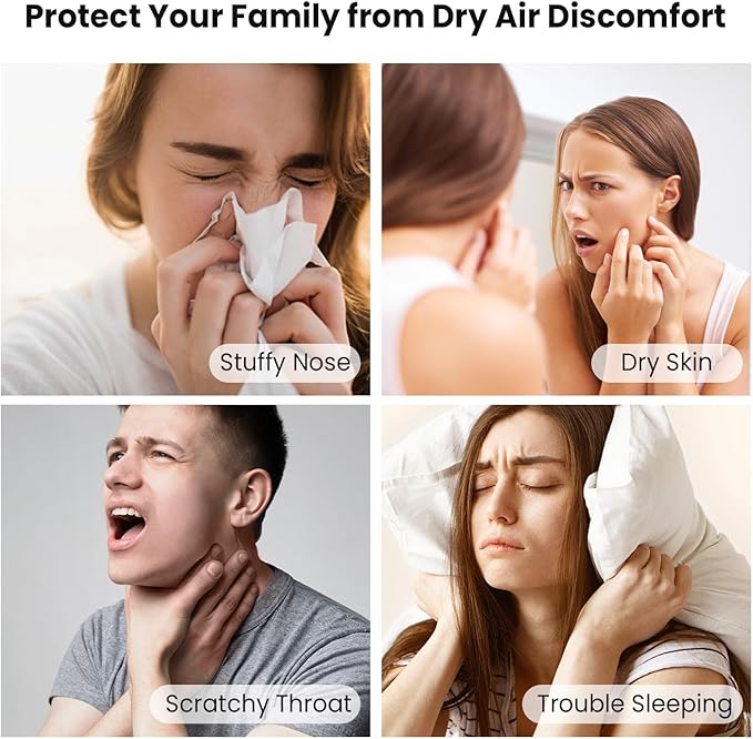 Humidifiers for Bedroom Large Room Home - GloryAir 6L Quiet Top Fill Cool & Warm Mist Humidifier with Smart Humidity Control, Remote Control, 7-Color Light, Humidistat, Oil Diffuser for Plants & Baby-BubblyBeeBaby