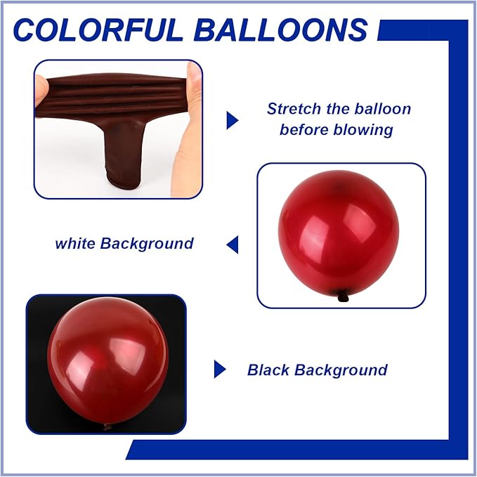 140pcs Burgundy Round Balloons Different Sizes 18 12 10 5 Inch Latex Balloons for Arch Decoration Party Balloon Kit for Graduation Birthday Party Wedding Balloon Baby Shower Decoration-BubblyBeeBaby