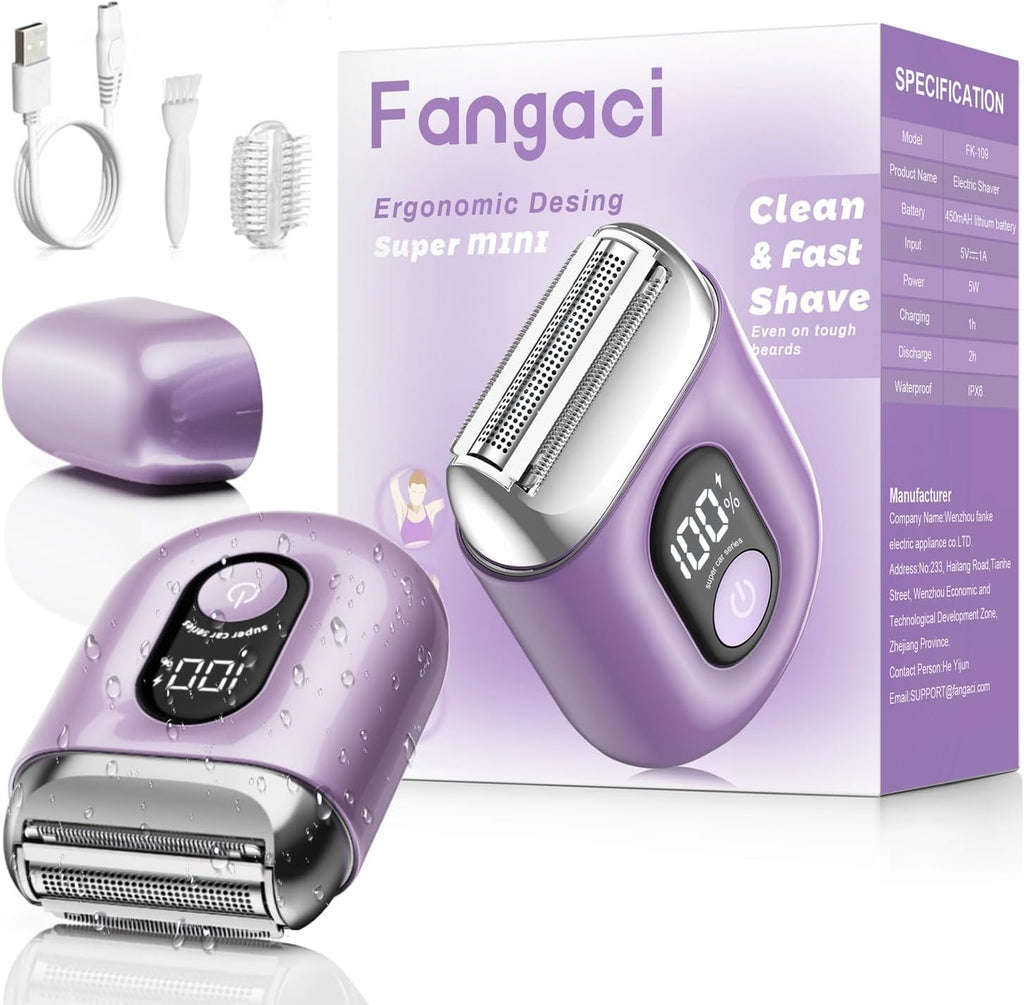 Cordless Electric Shaver for Women: Mini Electric Razors with LED Display - Rechargeable Bikini Trimmer - IPX7 Waterproof Wet Dry Face Razor with 3 Blade Heads Floating Head