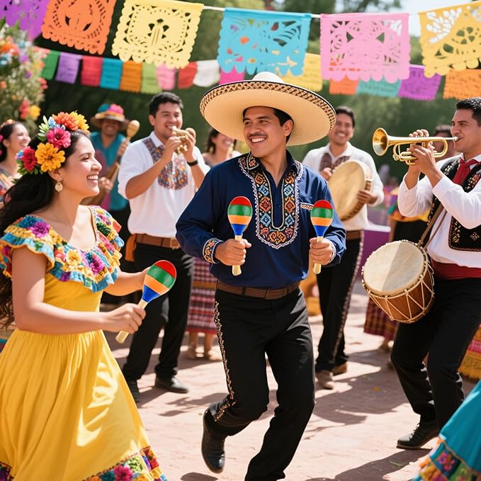 2 Pcs Maracas Hand Percussion Rattles, PLULON Colorful Wooden Maracas Rumba Shakers Rattle Latin Musical Instrument for Kids Adults Game Playing, Mexican Fiesta Cinco De Mayo Party Favors Supplies-BubblyBeeBaby