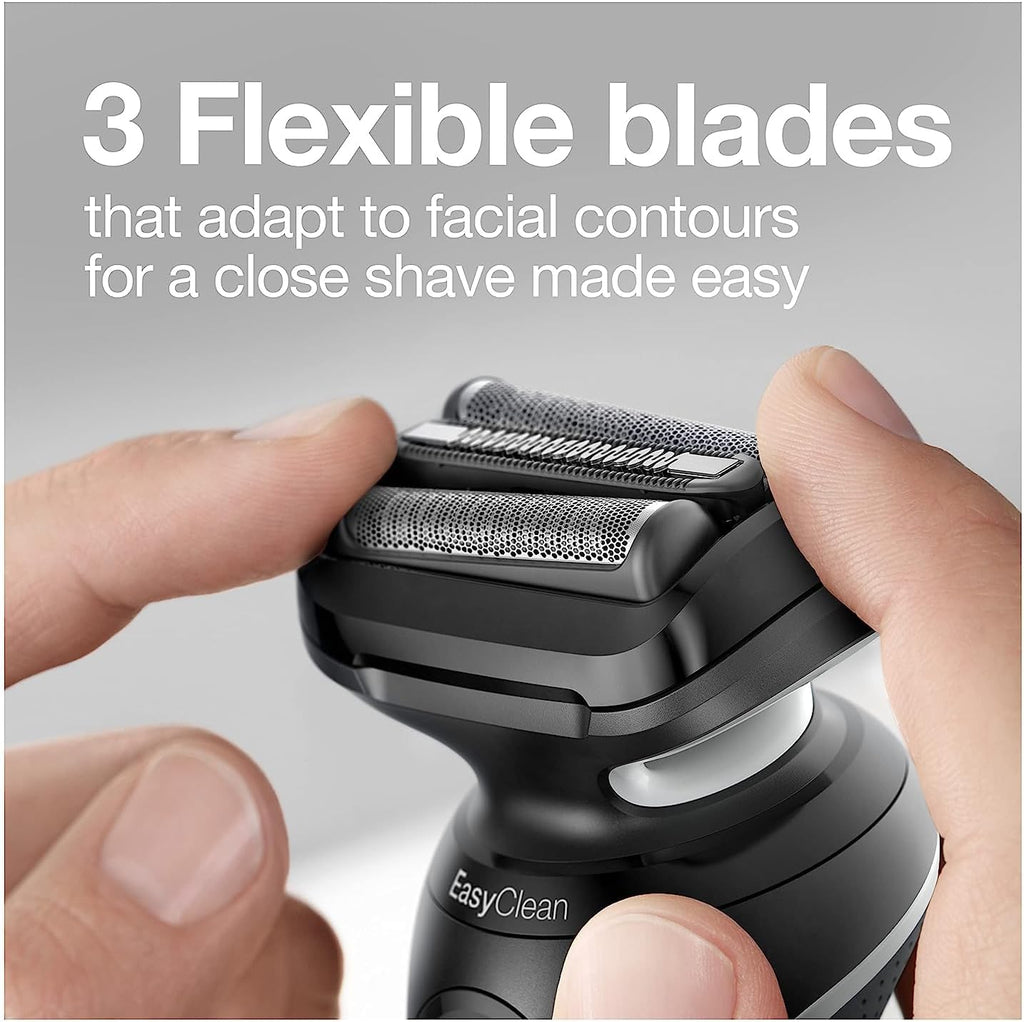 Braun Electric Razor for Men, Waterproof Foil Shaver, Series 5 5050cs, Wet & Dry Shave, with Beard Trimmer and Body Groomer, Rechargeable, Charging Stand Included, Blue