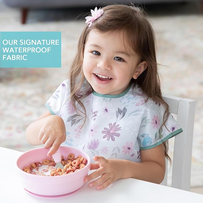 Bumkins Bibs - Toddler Bibs, Waterproof, Large for 1-3 Years, Short Sleeve-BubblyBeeBaby