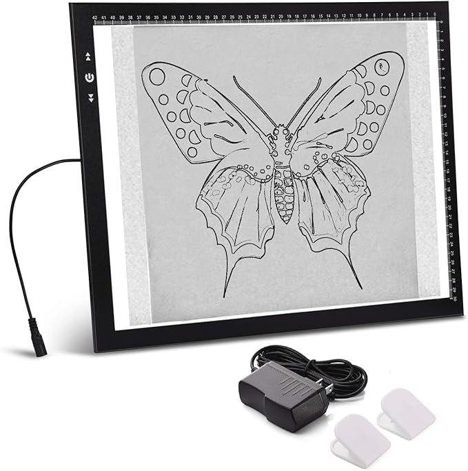 HSK A3 Artist tracing Light Box Copy Table, 12V1A Adapter Power Dimmerable 6000 Lux Lock Button Artcraft Light Pad for Tatto Drawing, Sketching, Animation,Diamond Painting-BubblyBeeBaby