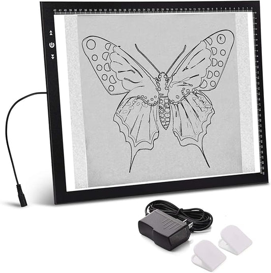 HSK A3 Artist tracing Light Box Copy Table, 12V1A Adapter Power Dimmerable 6000 Lux Lock Button Artcraft Light Pad for Tatto Drawing, Sketching, Animation,Diamond Painting-BubblyBeeBaby