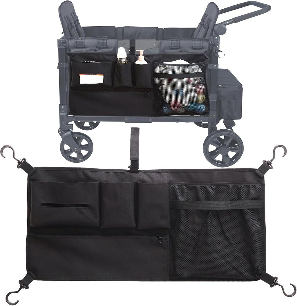 Stroller Wagon Cargo Net for WONDERFOLD Wagon Accessories (Compatible with All W-Series Models), Foldable Mesh Cargo Nets Organizer Bag with Sorting Pockets for Large Storage Space