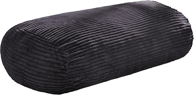 Hobestluk 6FT Bean Bag Chairs Adult Bean Bag with Portable Handle Comfy Large Bean Bag Lounge Chair with Removable Cover for Living Room Bedroom (Stripe Dark Grey, 6FT)-BubblyBeeBaby