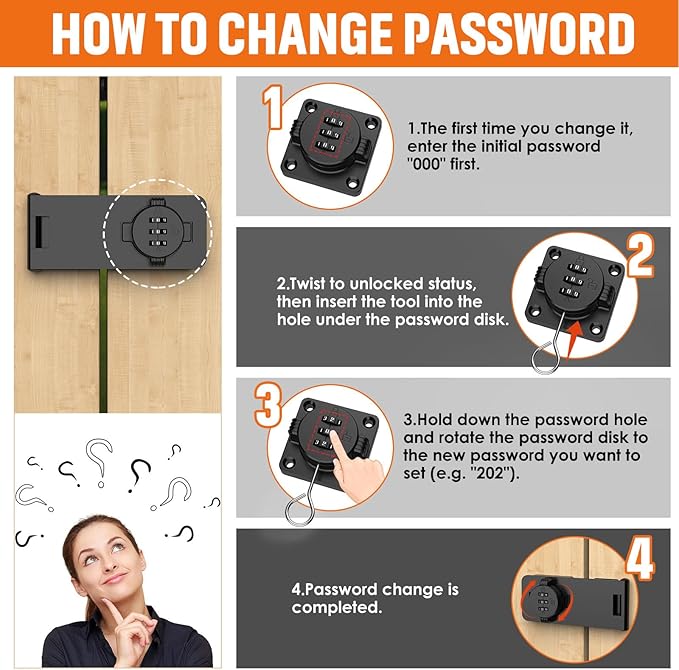 Keyless Cabinet Lock with Combination, Locker Code Lock with 3-Digit Combination, Security Door Lock for Drawers, Lockers, Bifold Doors, Small Doors, Closets, Refrigerators (Black-1pc)-BubblyBeeBaby