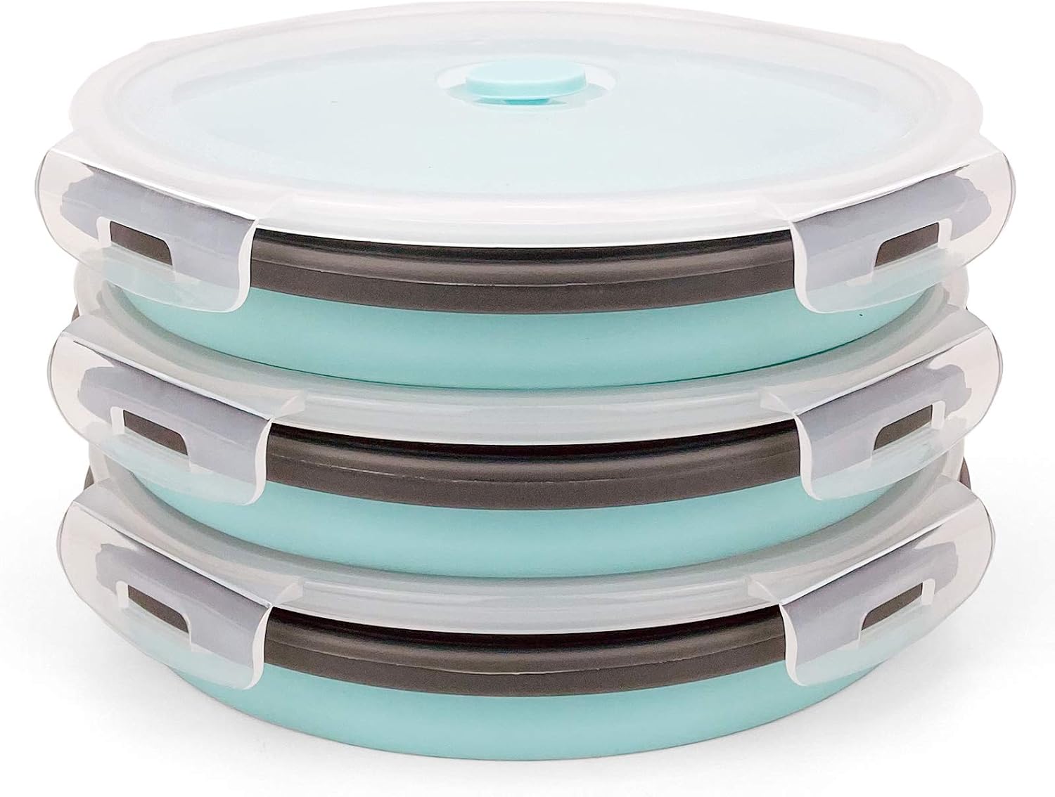 CARTINTS 1200ml Large Collapsible Meal Prep Containers, Reusable Silicone Food Storage Containers, Stackable Fridge Storage Containers, With Leakproof Lids, Microwave and Freezer Safe, Blue