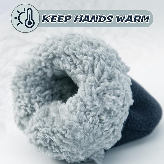 BAVST Baby Toddler Winter Mittens Girls Warm Fleece Lined Gloves Kids Sherpa Lined Mittens for Boys-BubblyBeeBaby