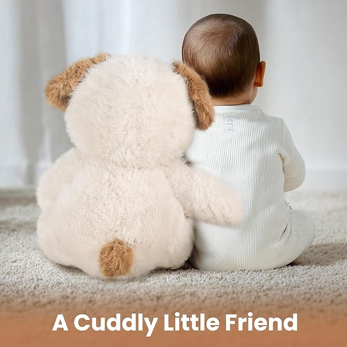 iPlay, iLearn Dog Stuffed Animal, Soft Plush Baby Toy, Infant 18" Big Cute Fluffy Puppy Toy, Ultra Soft Nursery Bedtime Huggable Birthday Gifts for Toddlers Girls Boys Kids Age 0 and up-BubblyBeeBaby