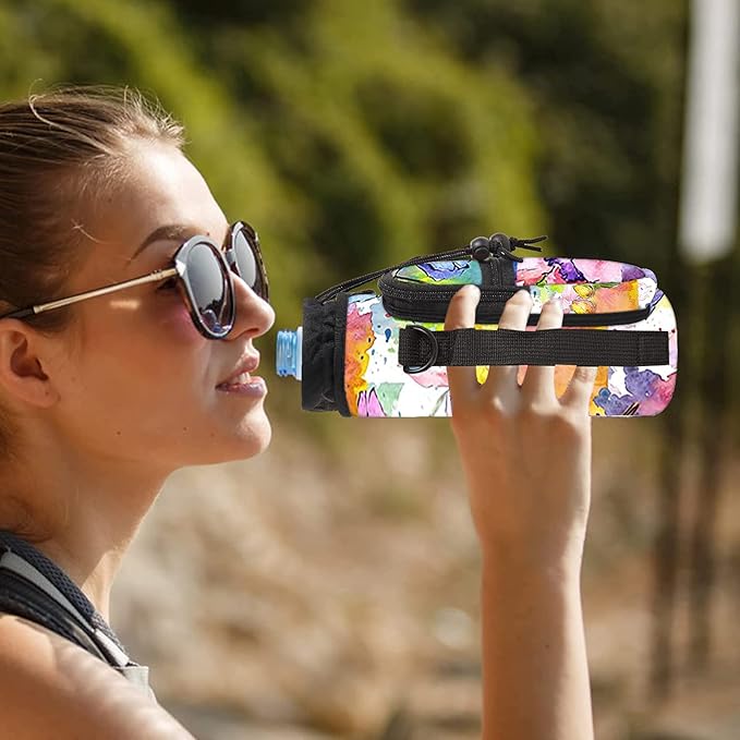 icolor Water Bottle Carrier Bag with Strap 25/32/40 oz Crossbody Bottle Holder with Phone Pocket Sling Sleeve Insulated Neoprene Water Bottle Pouch for Walking Travelling-BubblyBeeBaby