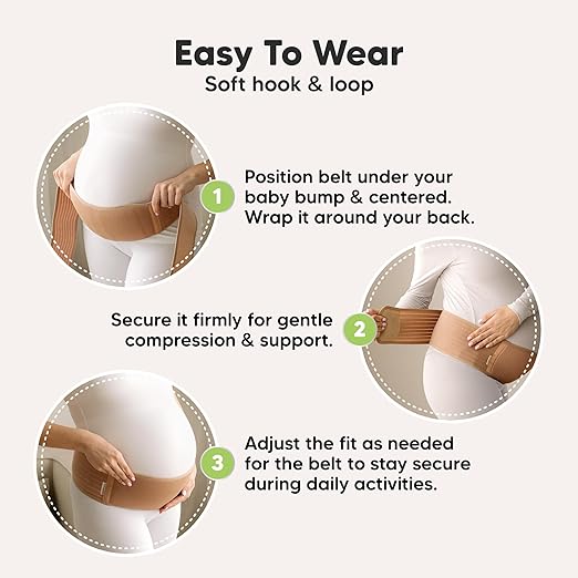 KeaBabies Maternity Belly Bands for Pregnant Women - Soft & Breathable Pregnancy Belly Support Band, Adjustable Maternity Belt for Back, Pelvic Support, Comfortable, Easy to Use (Classic Ivory, M/L)-BubblyBeeBaby