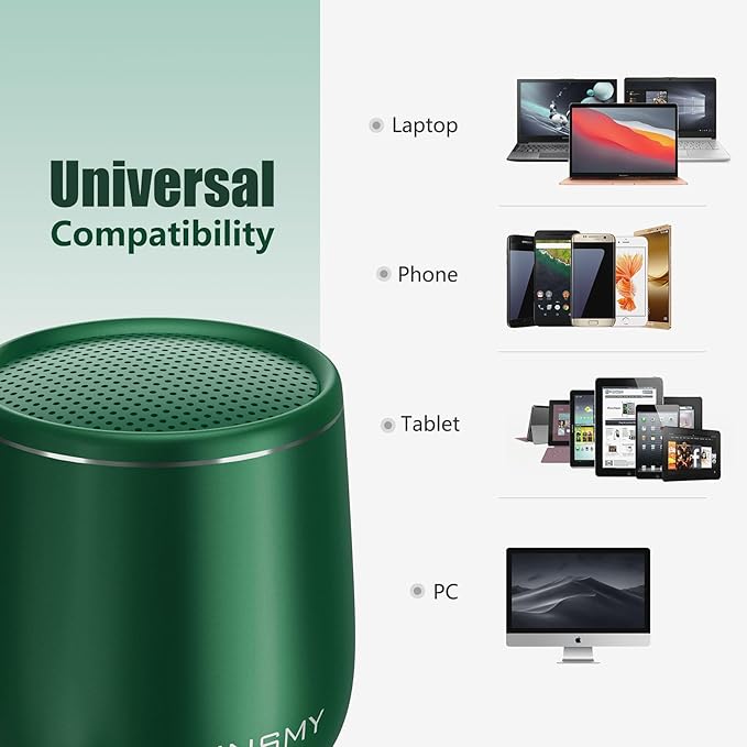 INSMY Small Bluetooth Speaker, Waterproof Mini Portable Wireless Speaker, Punchy Bass Rich Audio Stereo Pairing, Handheld Pocket Size for Hiking Biking Gift Laptop Tablet (Green)-BubblyBeeBaby