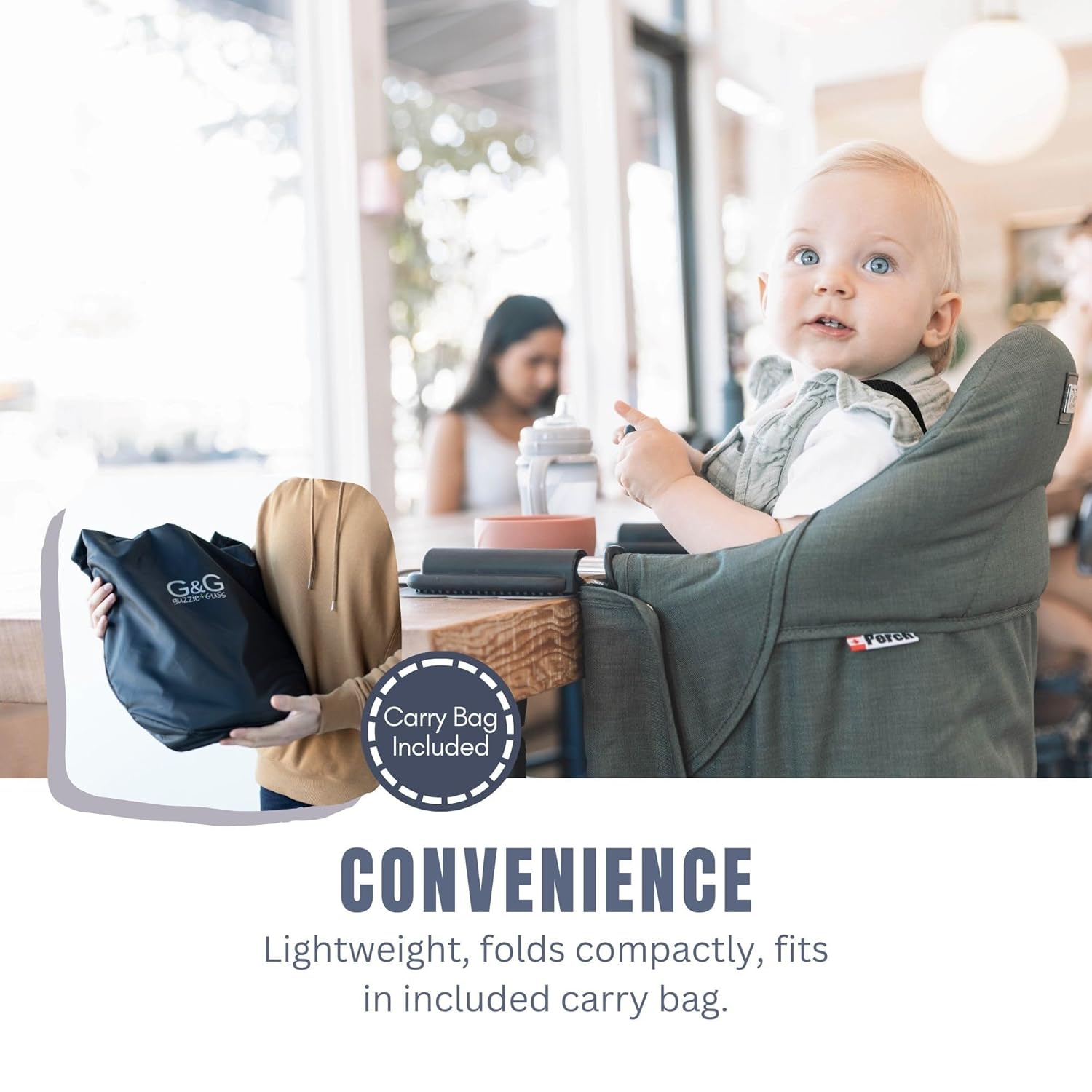 guzzie+Guss Portable Clip on High Chair for Baby Seat - Folding and Easy Setup for Travel, Home, Restaurants, Picnics - Machine Washable Fabric - Bordeaux