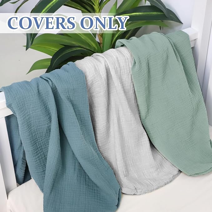 Hooyax Muslin Baby Lounger Cover Soft Organic Cotton Slipcover Fits Newborn Lounger for Baby Boys and Girls (Light Gray)-BubblyBeeBaby