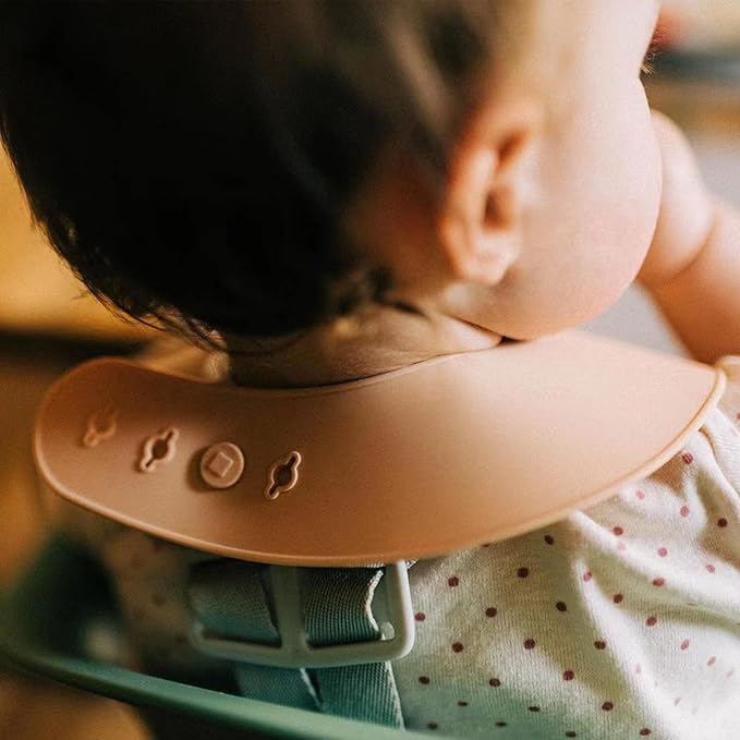 Moonkie Silicone Baby Bibs Set Of 2, BPA Free Soft Adjustable Fit Waterproof Feeding Bibs for Babies and Toddlers(Dark Grey/Warm Taupe)-BubblyBeeBaby