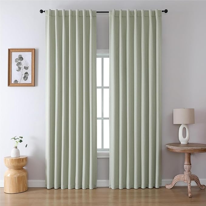Joydeco Custom Blackout Curtains for Bedroom, Total Blackout Curtains Back Tab & Rod Pocket, Solid Thermal Insulated Window Drapes Luxury Decor for Living Room 1 Panel (Custom Size, Sage Green)-BubblyBeeBaby