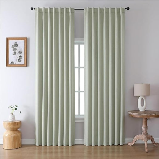 Joydeco Custom Blackout Curtains for Bedroom, Total Blackout Curtains Back Tab & Rod Pocket, Solid Thermal Insulated Window Drapes Luxury Decor for Living Room 1 Panel (Custom Size, Sage Green)-BubblyBeeBaby