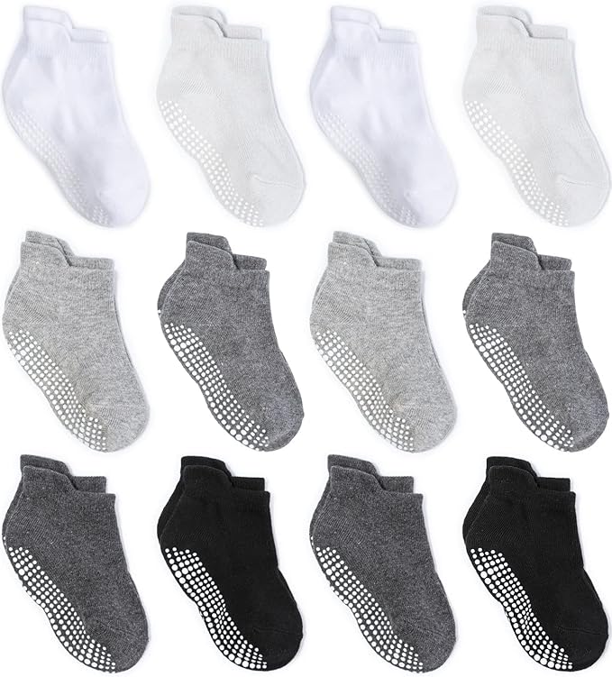 Zaples Baby Non Slip Grip Ankle Socks with Non Skid Soles for Infants Toddlers Kids Boys Girls-BubblyBeeBaby