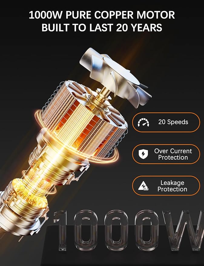 Immersion Blender Handheld GAVASTO Hand Blender,20 Speeds and Turbo Mode Hand Mixer, 3-in-1 Heavy Duty Copper Motor Stainless Steel-BubblyBeeBaby