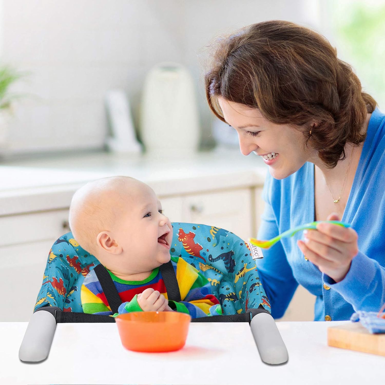 Hook On Chair, VEEYOO Clip On High Chair Folding Fast Table Chair with Storage Bag, Portable Baby Feeding Seat Attach to Table for Home and Travel