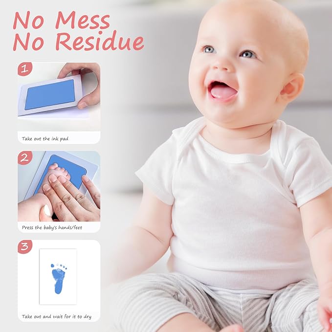 Inkless Baby Hand and Footprint Kit,Clean Touch Ink Pad for Baby Footprint Kit,No Mess Dog Paw Print Kit,DIY Footprint Ink for Baby Keepsake Gifts for Boys and Girls-BubblyBeeBaby