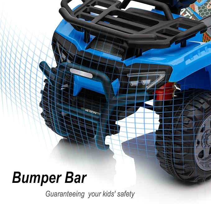 Kids ATV 4 Wheeler, 6V Ride-On Toy for Toddlers 1-3 Boys & Girls with Music, Forward & Reverse - Blue-BubblyBeeBaby