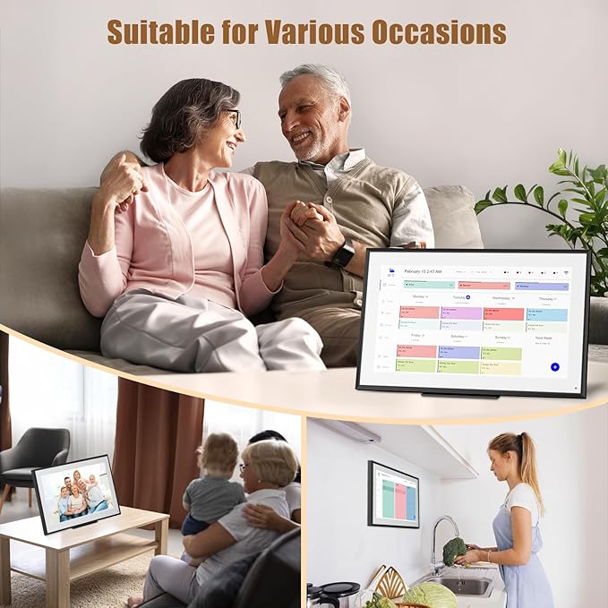 15.6 inch Wall Planner Digital Calendar Electronic Calendar Chore Chart,2025 Smart Touchscreen Full HD Interactive Display for Family Schedules,Wall/Desk Mountable for Seamless Scheduling/Organizing-BubblyBeeBaby