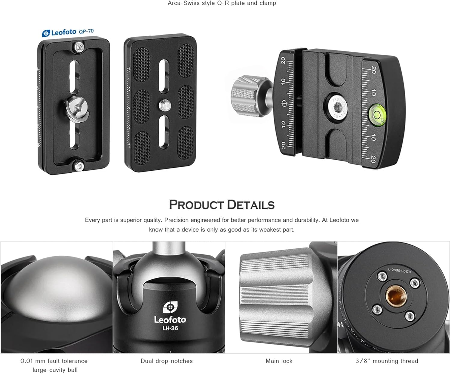 Leofoto Professional Camera Tripod, 50" Compact Carbon Fiber Tripod for DSLR Video Camcorder, 4 Leg Sections, 360° Ball Head, Max Load 8KG/18Lb (LS-254CX+LH-36)