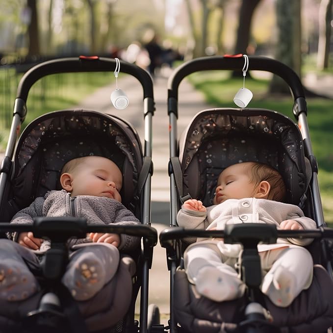 2-Pack Sync Stereo, Paussion Portable Mini Noise White Sleep Sound Machine for Adults Kids Baby 25 Soothing Songs, Auto Timer, Perfect for Travel, Home, Office Privacy-BubblyBeeBaby