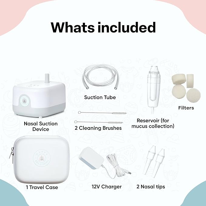Hospital Grade Nasal Aspirator For Baby – Electric Nose Sucker for Baby & Toddler with 3-Level Suction, Portable & Rechargeable Mucus Removal for Breathing Relief, Cordless Booger Sucker & Snot Sucker-BubblyBeeBaby