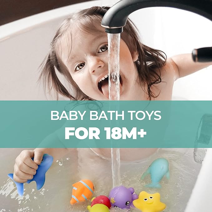 Hely Cancy Infant Bath Toys for 18 Months - No Hole Animal Bathtub Toys, Baby Bath Tub Toys-BubblyBeeBaby