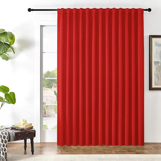 Joydeco Custom Blackout Curtains for Bedroom, 1 Panel Room Darkening Curtains & Drapes for Living Room Window Rod Pocket Back Tab (Custom Size,Red)-BubblyBeeBaby