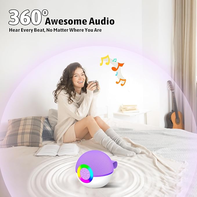Karaoke Microphone Machine Toys for Kids Adults, Mini Portable Bluetooth Speaker with 2 Wireless Mics, Christmas Birthday Gifts for Boys Girls Ages 3 4 5 6 7 8 9 10 11 12+ Year (Purple)-BubblyBeeBaby