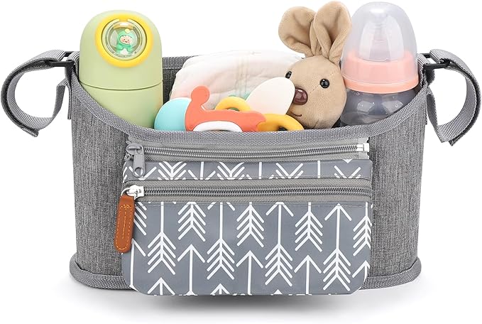Accmor Universal Stroller Organizer with Detachable Phone Bag, Stroller Bag Caddy Organizer Stroller Accessories for Uppababy, Baby Jogger, Nuna, Doona, Britax Strollers-BubblyBeeBaby