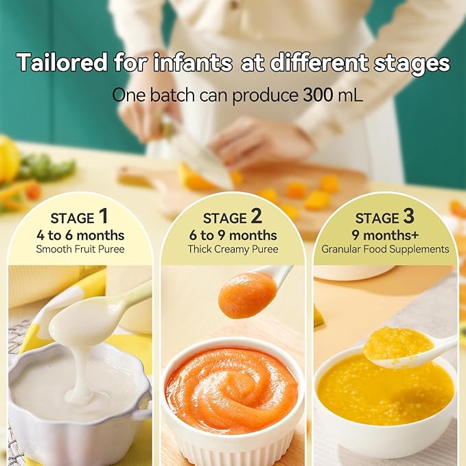 IAGREEA 9 IN 1 Baby Food Maker, 10oz Baby Food Puree Maker, Steamer Puree Blender with 3 Age Groups, Auto Cooking & Grinding, 24-Hour Appointment/450W Heating/Touch Control, Manual Mode, BPA-Free-BubblyBeeBaby