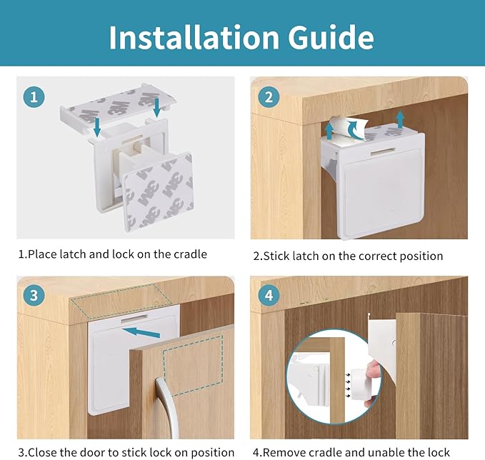 20 Pack Child Safety Magnetic Cabinet Locks - Safeasy Adhesive Baby Proofing Cabinets & Drawers Latches-BubblyBeeBaby