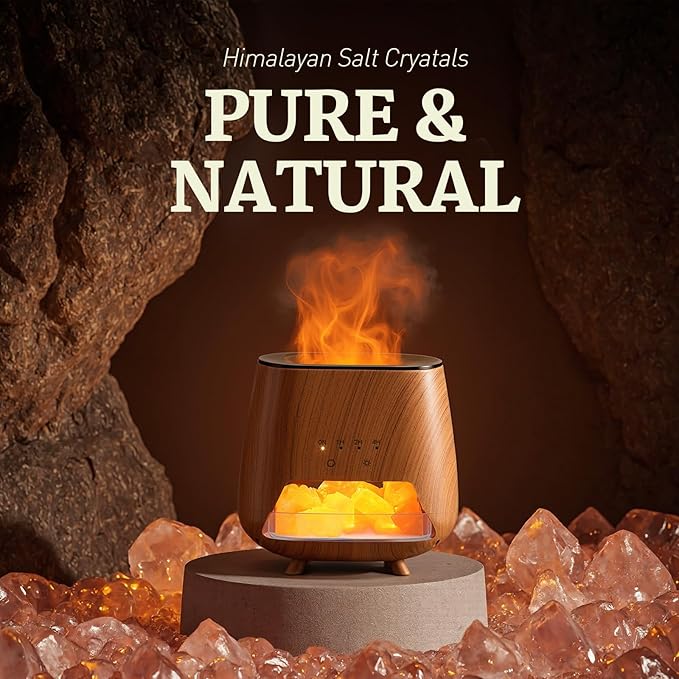 2-in-1 Ultrasonic Aromatherapy Diffuser: Essential Oil Diffuser & Himalayan Salt Lamp, Quiet Scent Diffusers for Home with Cool Mist and Timer Settings-BubblyBeeBaby