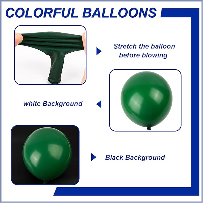 140pcs Night Green Round Balloons Different Sizes 18 12 10 5 Inch Latex Balloons for Arch Decoration Party Balloon Kit for Graduation Birthday Party Wedding Balloon Baby Shower Decoration-BubblyBeeBaby