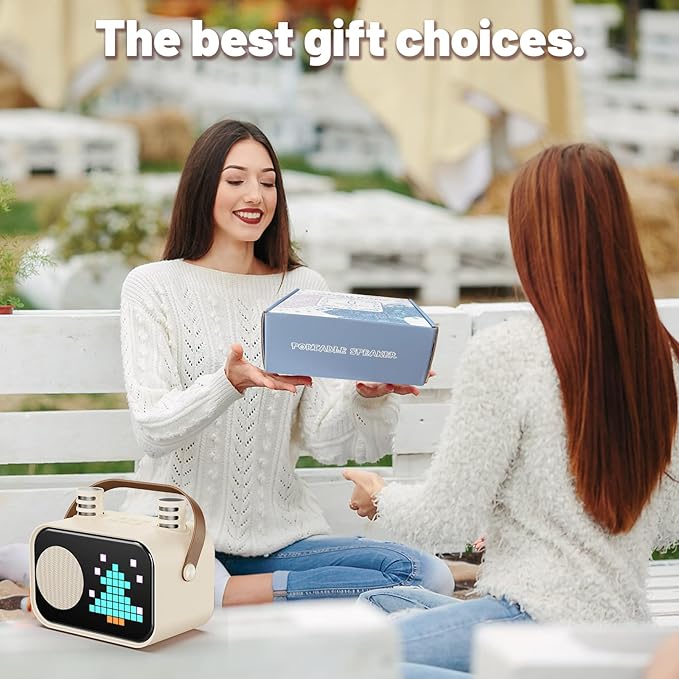 Karaoke Machine for Kids Adults, Portable Bluetooth Karaoke Speaker with 2 Wireless Microphones, Pixel Display Light, Birthday Gifts Toys for Girls & Boys Ages 3, 4, 5, 6, 7, 8, 9,10,11,12+ Years-BubblyBeeBaby