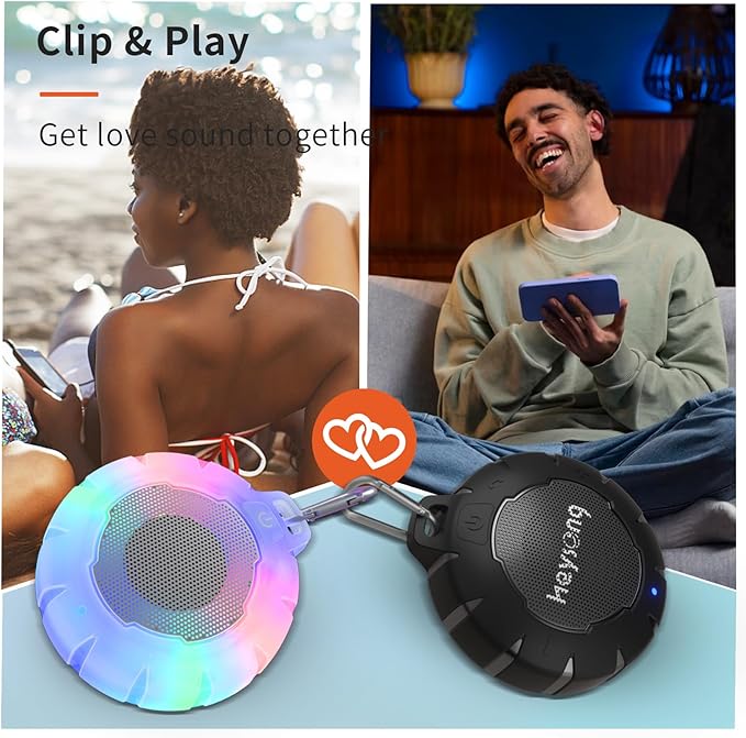 HEYSONG Waterproof Shower Bluetooth Speaker, Durable & Portable with Clear Sound, Ideal for Shower, Pool, Beach & Kayaking – Great Gift for All Ages-BubblyBeeBaby