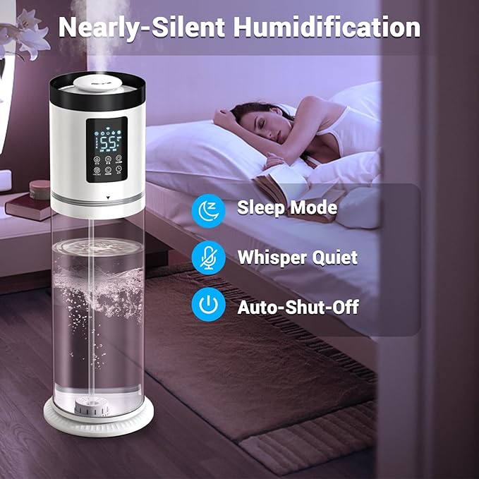 2.1 Gal Humidifiers for Bedroom Large Room, 4 Levels Cool Mist Humidifier with Clear Tank, 7 Color Lights Essential Oil Diffuser with 16H Timer, Top Fill Air Humidifier for Home Plants Office-BubblyBeeBaby