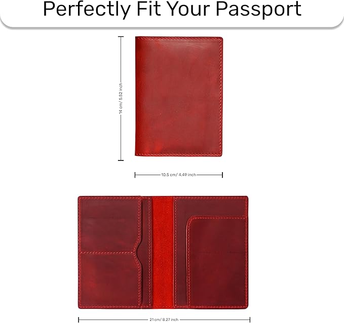 HIFA Leather Passport Holder, Handmade Passport Cover with Card and Ticket Slot - Genuine Leather, Elegant Design, Easy Access - Passport Case, Passport Wallet, Passport Holder-BubblyBeeBaby
