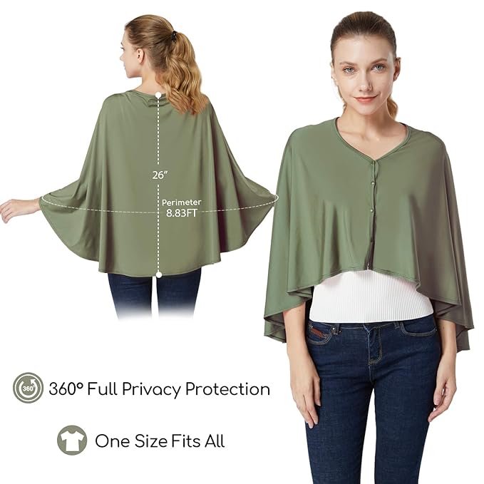 Nursing Cover & Baby Nursing Poncho,Multi Use Breastfeeding Cover for CarSeat Canopy, High Seat Cover, Stroller Cover, Shopping Cart Cover,Nursing Scarf for Boy and Girl by Kefee Kol (Green)-BubblyBeeBaby