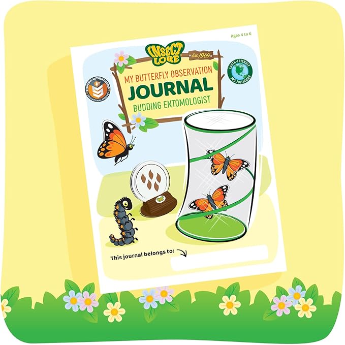 Insect Lore Butterfly Garden Kit with Live Caterpillars – Grow 10 Painted Lady Butterflies - STEM Learning Activity, Habitat with Journal, Stickers, Seeds & Figurines - As Seen on TV-BubblyBeeBaby
