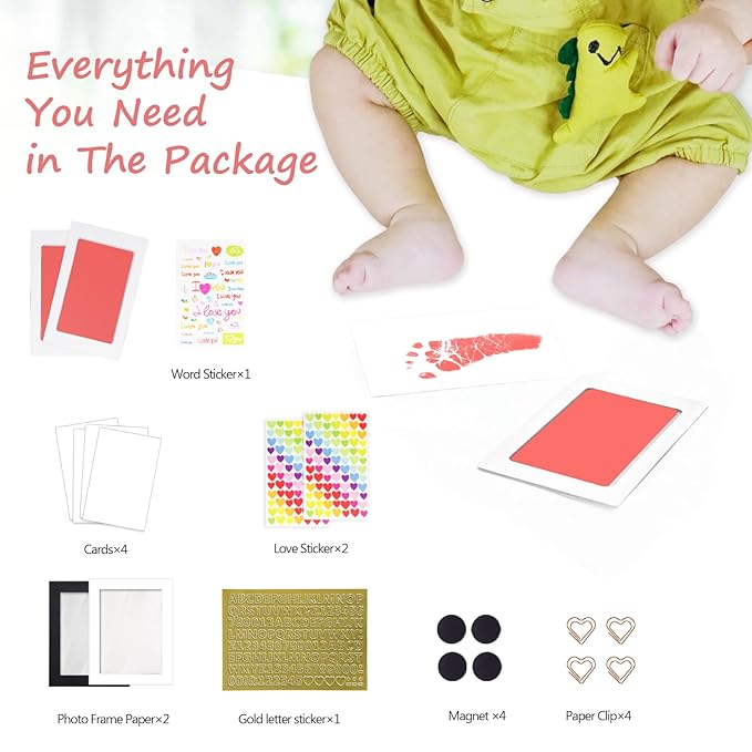 Inkless Baby Hand and Footprint Kit,Clean Touch Ink Pad for Baby Footprint Kit,No Mess Dog Paw Print Kit,DIY Footprint Ink for Baby Keepsake Gifts for Boys and Girls-BubblyBeeBaby